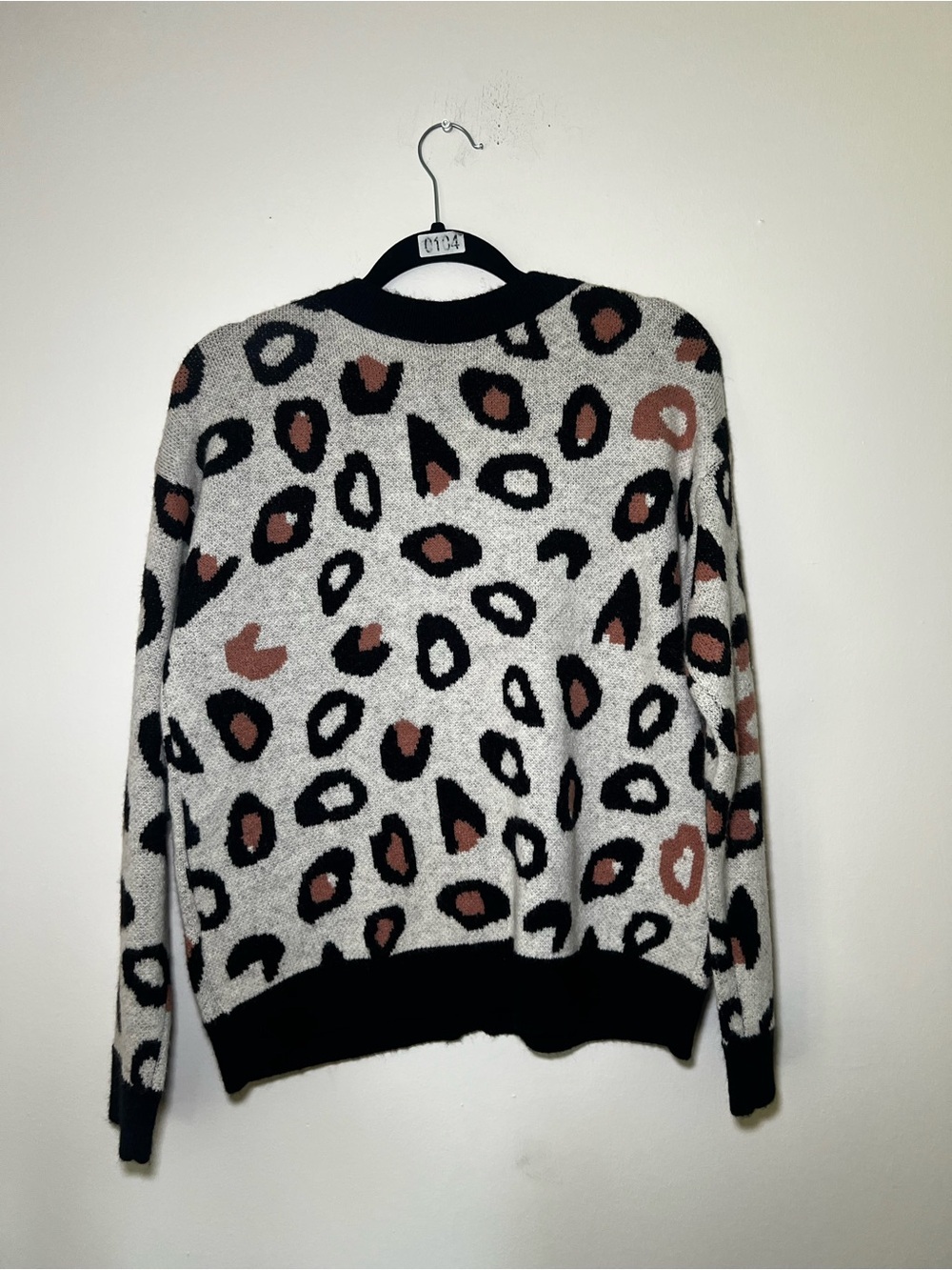 LuLaRoe Leopard Print Button Cardigan - Gray, Brown & Black - Picture 3 of 5